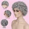 Pelucas Europeas y Americanas para Mujer Cruzadas en Stock, Pieza de Cabello Sintético Rizado Corto de Alta Temperatura para Mujeres Mayores