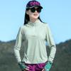 Ropa de Secado Rápido para Exteriores para Mujer, Top Transpirable Absorbente de Sudor, Protección Solar de Verano, Senderismo, Montañismo, Deportes, Camiseta de Manga Larga de Secado Rápido con Cuello Alto