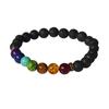 Pulseras Populares Europeas y Americanas de Ojo de Tigre Volcánico Obsidiana para Hombres y Mujeres, Cuentas de Energía de Siete Colores de Piedra Natural Transfronterizas, Pulseras de Pareja