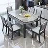 Juego de mesa y sillas de comedor de pizarra, mesa de comedor moderna minimalista de lujo ligero para uso doméstico, apta para espacios pequeños, mesa redonda extensible y plegable