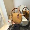 Moda Frosted Bowling Bag Mulheres 2025 Primavera Nova Retro Trendy Shoulder Bag Sense Niche Crossbody Bag Bolsa de Mão