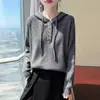2026 Novo Suéter de Tricô com Capuz Feminino Solto Emagrecedor com Cordão Hoodie Versátil para o Dia a Dia Camada Base Top Rejuvenescedor