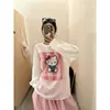 Camisa de Protección Solar para Mujer 2026 Nuevo Verano Estampado de Dibujos Animados Manga Larga Camiseta, Holgada Estilo Coreano Diseño Top Delgado