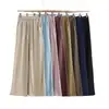 Pantalones de Lino de Color Sólido para Mujer de Verano, Resistentes a las Arrugas, No se Deforman, Adelgazantes, de Cintura Alta, Transpirables, Pantalones Rectos Estrechos de Pierna Ancha, Pantalones Largos Finos