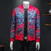 Jaqueta Masculina 2025 Moda Outono Nova Tendência Estampada Slim Fit Estilosa Gola Baseball Jaqueta Tendência