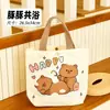 Bolsa de Lienzo Capibara Estudiante Linda Bolsa para Empaquetar Souvenirs Caricatura Capibara Gran Capacidad Bolso de Mano con Broche