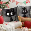 Funda de Almohada de Pelo de Gato Frito Temu Negra Gatito Lindo Cojín Hogar Sala de Estar Cojín de Sofá Admite Personalización