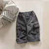 Outono 2026 Huzhou Zhili Roupa Infantil Estilo Coreano Primavera Algodão Lavado Calça de Trabalho Calças Meninas Meninos 7560