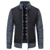 Casaco de inverno outono 2024 transfronteiriço masculino gola alta suéter tricotado estilo pai acolchoado grosso quente algodão