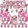 Decorações de Festa de Aniversário Temáticas do Kt Cat Faixa de Bandeirinhas Kt Cat Topper de Bolo Balão Espiral Decoração Pendurada Cartão de Convite