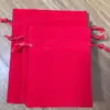 Bolsa de Terciopelo Rojo, Bolsa para Joyería, Bolsa para Empaque de Artefactos Culturales, Bolsa para Guardar Joyería, Bolsa con Cordón para Auriculares y Batería Externa