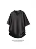 Camiseta de Manga Corta con Cuello en V, Estilo Nuevo de Verano, Lino Sintético, Marca de Tendencia, Estilo Casual Fresco y Holgado, Estilo Old Money