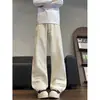 Calça casual de trabalho marrom inclinada estilo retrô americano para homens, calça curva de marca de moda de rua americana, calça de perna reta ligeiramente alargada