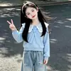 Conjunto de Dos Piezas de Moda Coreana Dulce Lindo con Sudadera de Manga Larga y Pantalones Anchos de Estrella para Niños Mayores - Primavera y Otoño 2026