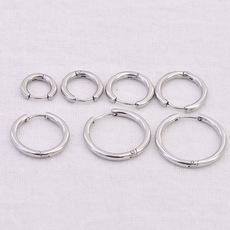 热款网红同款不锈钢耳扣耳圈韩国简约圆形不易过敏耳扣式耳环