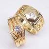 Anillo de pareja Zhenrong Wish, nuevo, chapado en oro de 18 quilates, estilo europeo y americano, con incrustaciones de diamantes y circonitas.