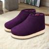 Zapatos de algodón hechos a mano para invierno, zapatos cálidos para mujeres de mediana edad y mayores, zapatillas de algodón para el hogar, bolso para hombre, zapatos de algodón viejos con tacón, forro polar grueso para interiores