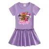 Vestido de verano 2023 para niños, estilo coreano, de manga corta, de algodón, con falda fina plisada estilo occidental.