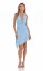Cuello halter, cuello caído, corte lateral, vestido largo con abertura, ceñido a la cintura, sin espalda, sexy, color liso, simple, mini vestido de estilo europeo y americano transfronterizo