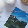 Collar de cristal azul con diseño de planeta de fantasía y sueño para mujer, estilo japonés, fresco, combinable con todo, con aurora cósmica y estrella, pulsera y pendientes para clavícula.
