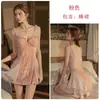 Precioso y sexy bustier de malla fruncida con escote en V pronunciado, acolchado, con camisola de encaje floral, camisón y bata, conjunto para casa 6803