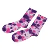 Kuluo Jin Estilo Ins Moda Trendy Calcetines de Algodón Puro Coloridos Tie-Dye Color Arcoíris Leggings de Tiburón Calcetines Casuales