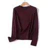 Gola Redonda Primavera, Outono e Inverno Feminina Básica Manga Longa Camada Base Algodão Camiseta Cor Pura Estilo Simples Europeu e Americano Transfronteiriço Novo Estilo