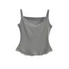 Estilo Americano Verano Nuevo Spice Girl Encaje de Pestañas Costuras Mini Camisola Ropa Exterior Interior Ajustado Top Corto