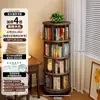 Estantería Giratoria de Madera Maciza de 360 Grados Integrada de Piso a Techo Montada en Pared Móvil Estrecho Gabinete Almacenamiento Mesita de Noche Estantería Esquinera