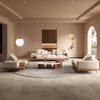 Sofá de madera maciza estilo japonés de estilo troncos, ligero, de lujo, para casa de familia, de tela, de diseñador, de villa, de combinación simple.