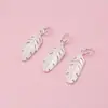 Pingente de Pena de Prata Pura S999 Acessórios de Joias de Prata Artesanal DIY Pulseira de Cristal Colar Acessórios de Corda Trançada com Contas