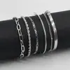 Pulseira transfronteiriça europeia e americana popular na Amazon, conjunto de pulseiras da moda com cinco peças, pulseira de corrente de metal personalizada para atacado