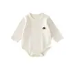 Body de manga larga para bebé, Suéter ajustado para primavera y otoño, Mameluco triangular unisex para bebé, Tejido térmico cálido