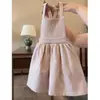 Vestido para Niña Primavera Nuevo 2026 Estilo Campestre Francés Infantil Cuello de Encaje Camisa Rosa Vestido Abrigo Conjunto de Dos Piezas