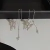 Diseño Aretes Inteligentes de Circonita Aretes de Mariposa Diamante Flash para Mujer Metalicos con Borla Metálica Frontal y Trasera Removible