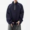 Sudadera de hombre con media cremallera, nueva colección primavera/otoño/invierno 2026, estilo retro americano, moderna, corte holgado, casual, chaqueta con cuello alto