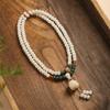 Pulsera de Círculos Múltiples de Raíz de Bodhi de Jade Blanco 108 Cuentas de Buda Pulsera de Bodhi Loto Wen Play Cuentas de Rosario Plateado para Hombres y Mujeres de Mano