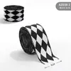 Cinta de Lino Imitación Cuadros Blanco y Negro Navideña Cinta de Atar para Envoltura de Regalos Decoraciones de Lazos para Guirnaldas Navideñas Venta al por Mayor