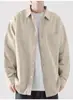 Camisa Masculina 2025 Primavera e Verão Novo Estilo Masculina Manga Longa Estilo Coreano Jovem Gola Lapela Casual de Negócios Camisa Cardigan Marca Tendência