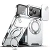 Adequado para Capa de Celular com Suporte Magnético Skin-Feel para iPhone 18 Pro Apple 17 Janela Deslizante para Lente 16E Capa Protetora Anti-Queda