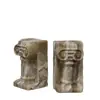 Adorno de columna romana de mármol vintage estilo francés en estilo wabi-sabi, sujetalibros de relieve de piedra natural para decoración de estudio y sala de estar