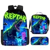 Mochila Tyrannosaurus Rex Impresión 3D Set de Tres Piezas para Niños Bolsa de Doble Hombro Reductora de Carga Set de Lonchera y Estuche para Lápices Protección de la Columna Reducción de Carga