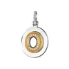 Base de Colgante Texturizada de Círculos Concentricos Bicolor Microincrustada en Plata de Ley S925 Ovalada Accesorios de Colgante para Incrustar Joyería DIY