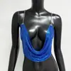 Nova Roupa de Primavera e Verão 2024 com Lantejoulas Metálicas, Suspensório, Sexy, Estilo Hot Girl, Popular na Amazon Transfronteiriça, Top com Corrente de Malha de Alumínio