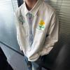 Estilo Neutro Ropa Diseño Creativo Corbata Pintada a Mano Camisa Blanca Hombres 2025 Primavera Camisa Estilo Preppy