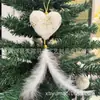 Nuevas decoraciones navideñas Árbol de Navidad Estrella de cinco puntas Colgante de plumas de amor Adornos para armario de árbol de Navidad