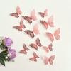 Decoração de Parede Borboleta 3D Texturizada Faux Metal Transfronteiriça, Conjunto de 12 Adesivos de Parede Vazados para Decoração de Parede