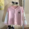 Chaqueta de Béisbol para Niñas Otoño e Invierno Nuevo Estilo Universitario Manga Estampada Versátil Cálido para Niños Venta al por Mayor