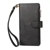 Adecuado para funda de cuero iPhone 17, Samsung A27 multifuncional billetera con cremallera de 9 tarjetas funda protectora cruzada, 16Pro color sólido