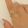 Anillos Europeos y Americanos de Acero Inoxidable con Circonita, Anillos de Lujo de Nicho de Gama Alta, Joyería de Línea Irregular, Anillos Transfronterizos para Mujeres